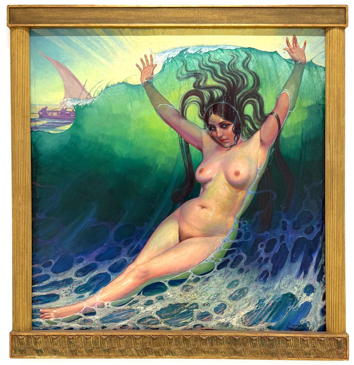 Frans van Ermengem Painting, La Naussance de Vénus, 1920s