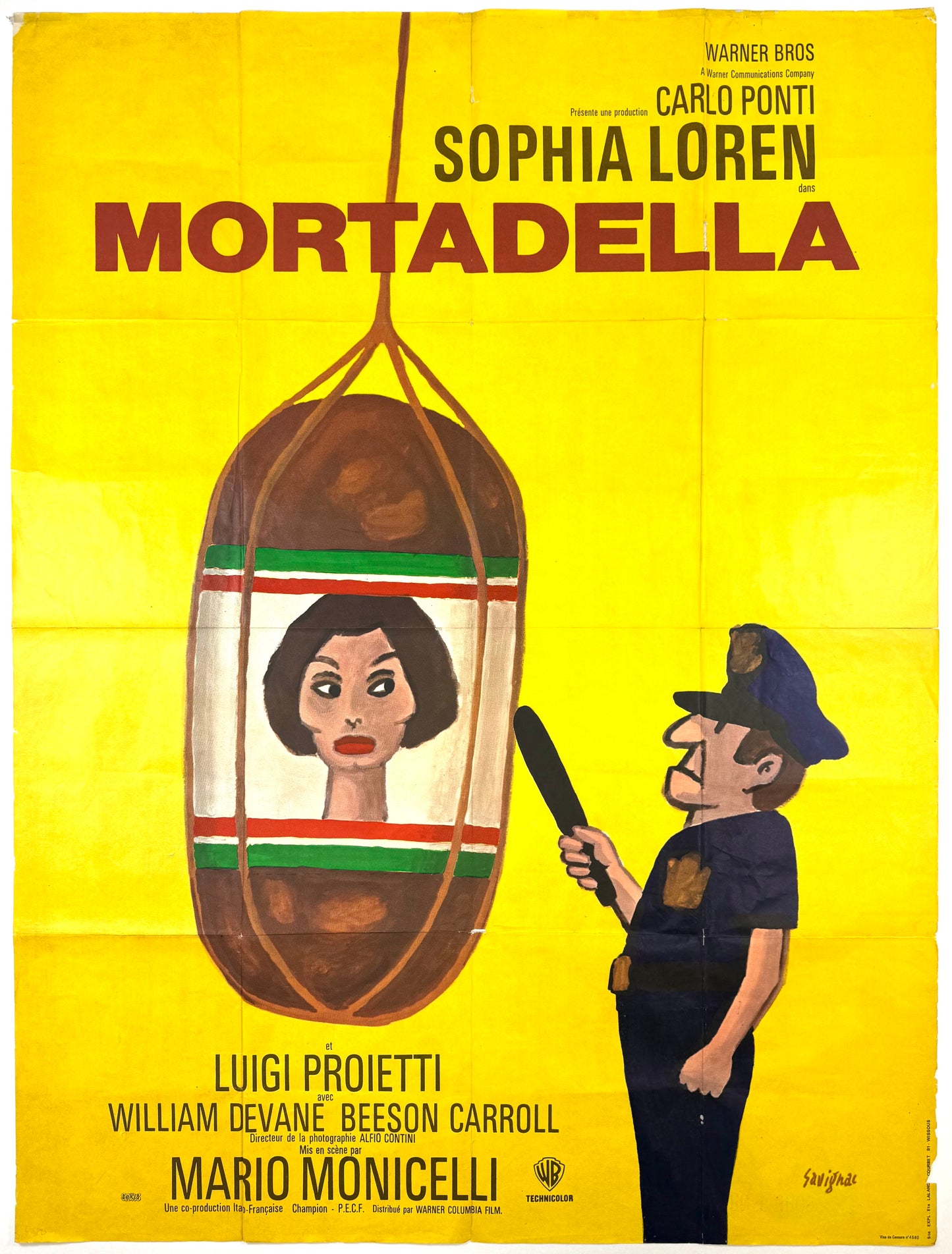 Original Vintage French Grande Cinema Mortadella Poster, 1971
