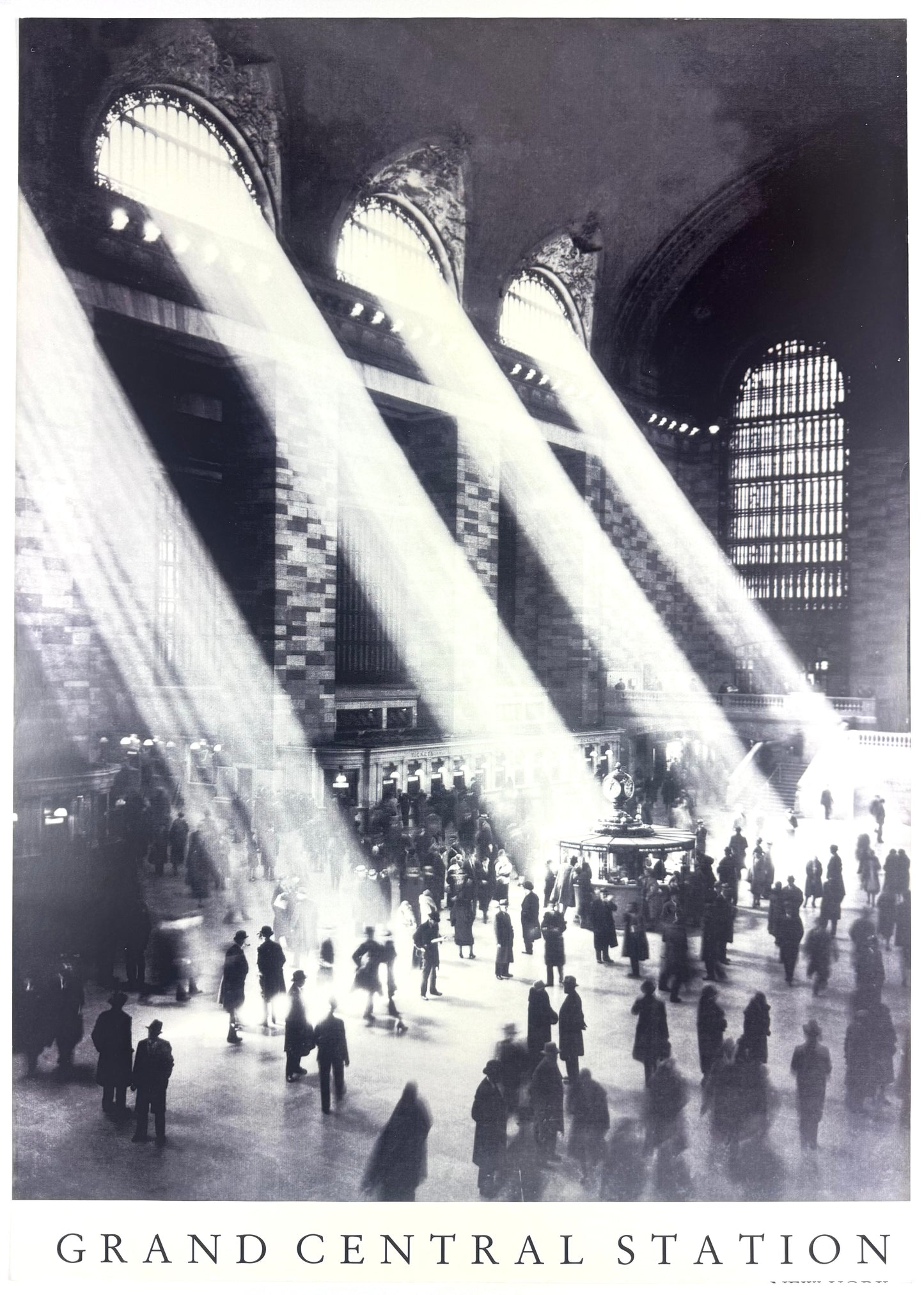 Framed Original Vintage Grand Central Station New York Poster 60s/70s, (after Hal Morey c. 1930s photograph)