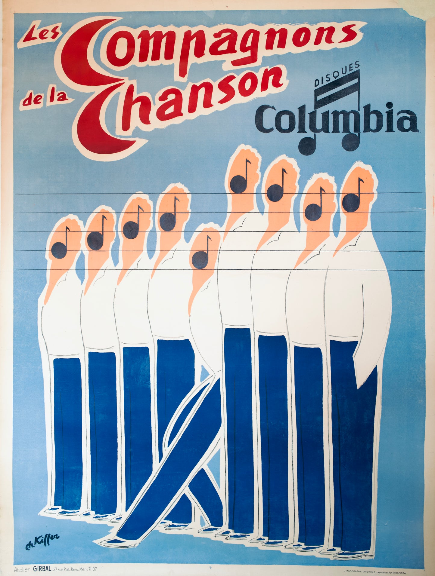 Original ‘Les Compagnons de la Chanson’ by Charles Kieffer - 1950 (XXL)