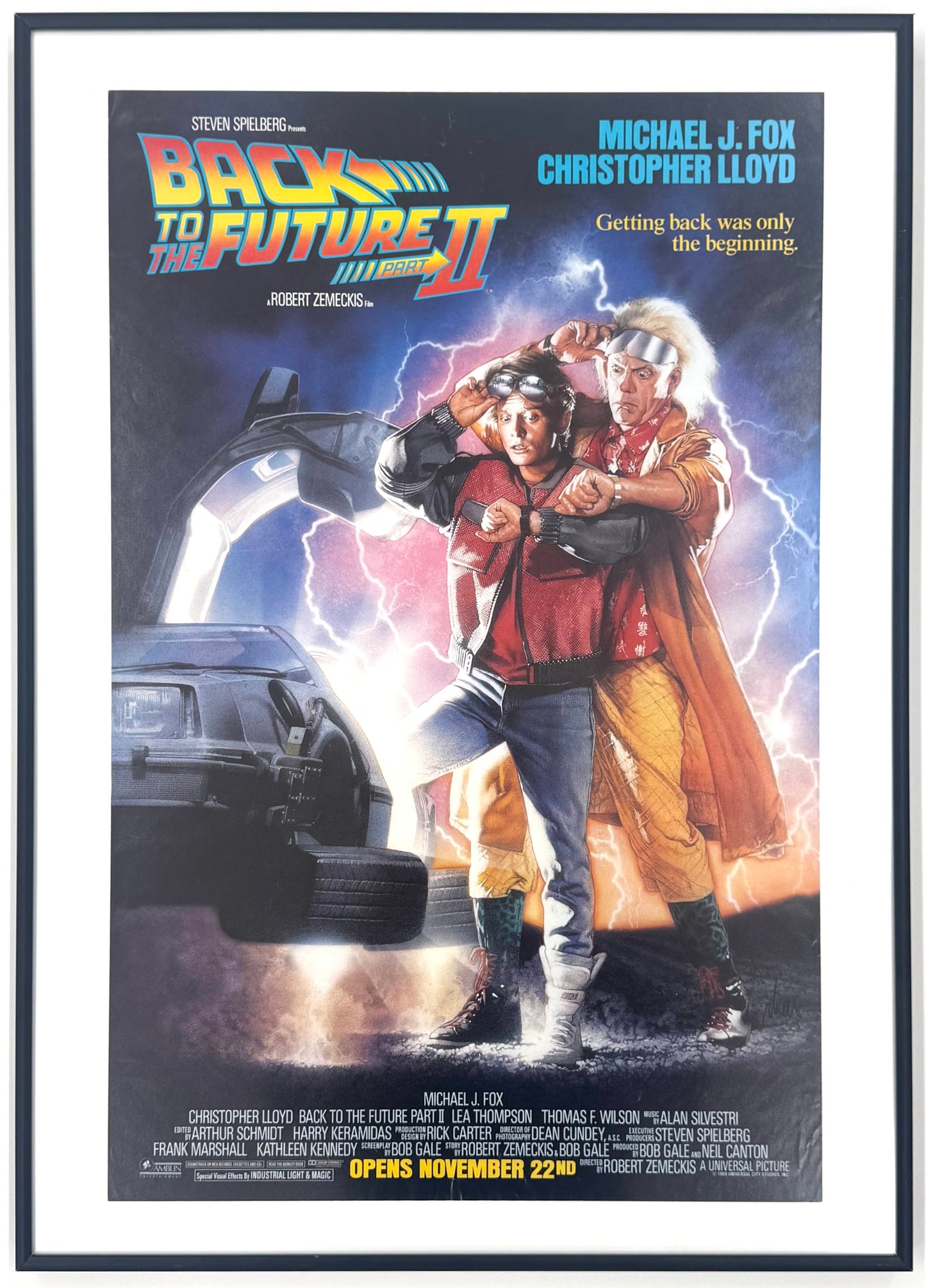 Framed Original Vintage Back to the Future Part II Movie Poster, 1989