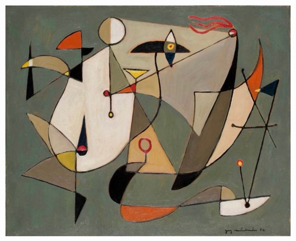 Guy VandenBranden Painting, Composition, 1952. Oil on canvas.