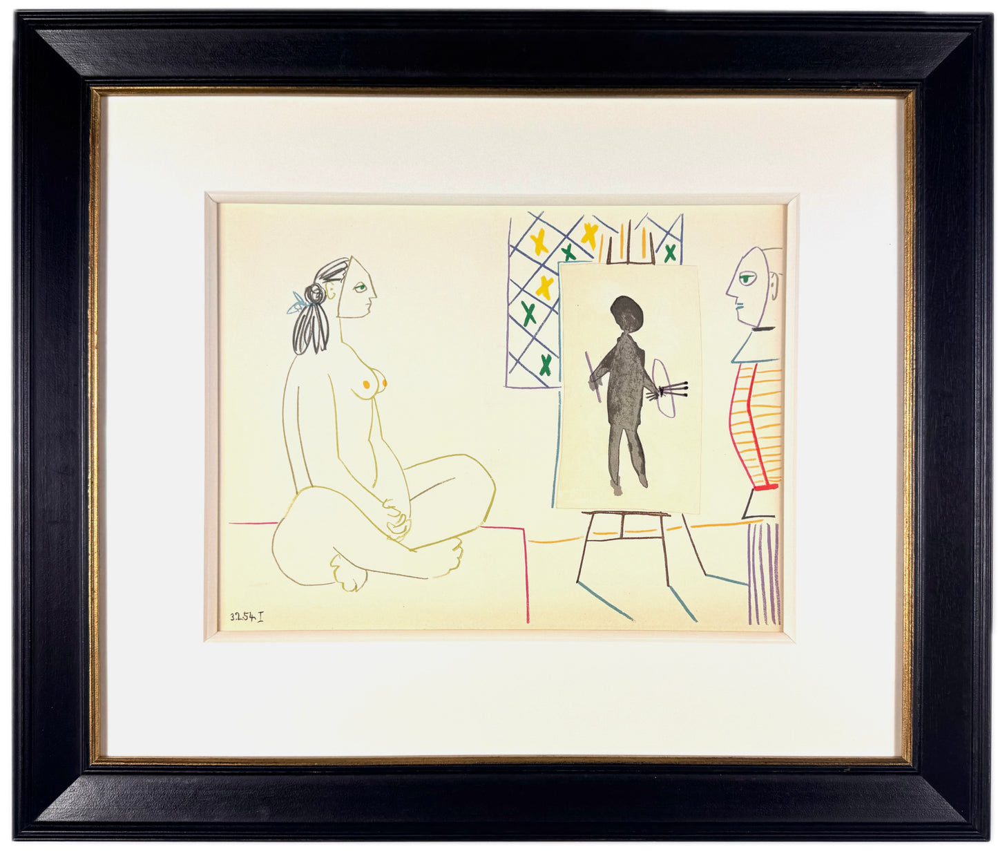 Framed Original Pablo Picasso Lithograph - La Comédie Humaine, 1954
