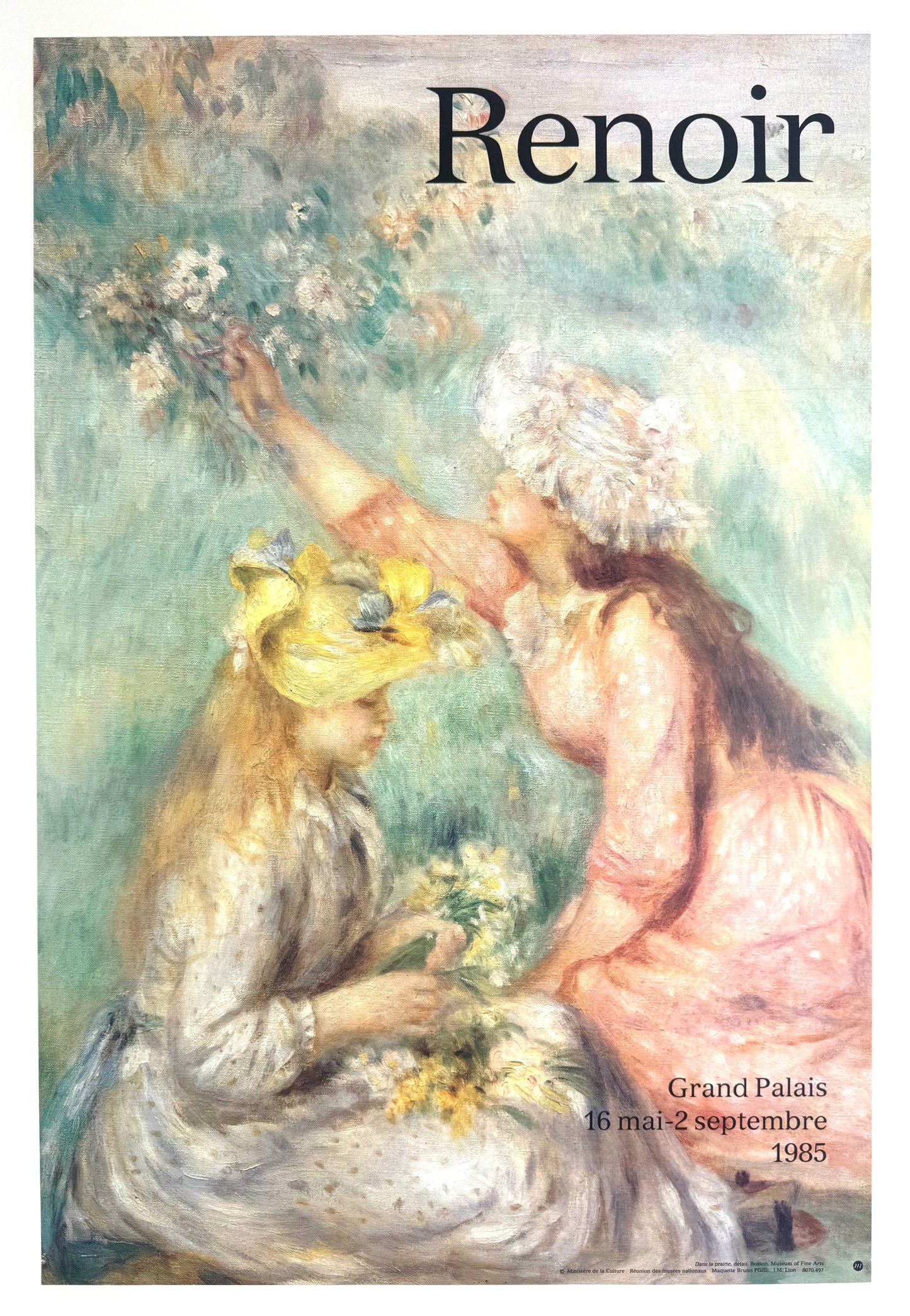 Framed Original Vintage Renoir 'Dans la Prairie' Poster - Grand Palais in Paris, 1985