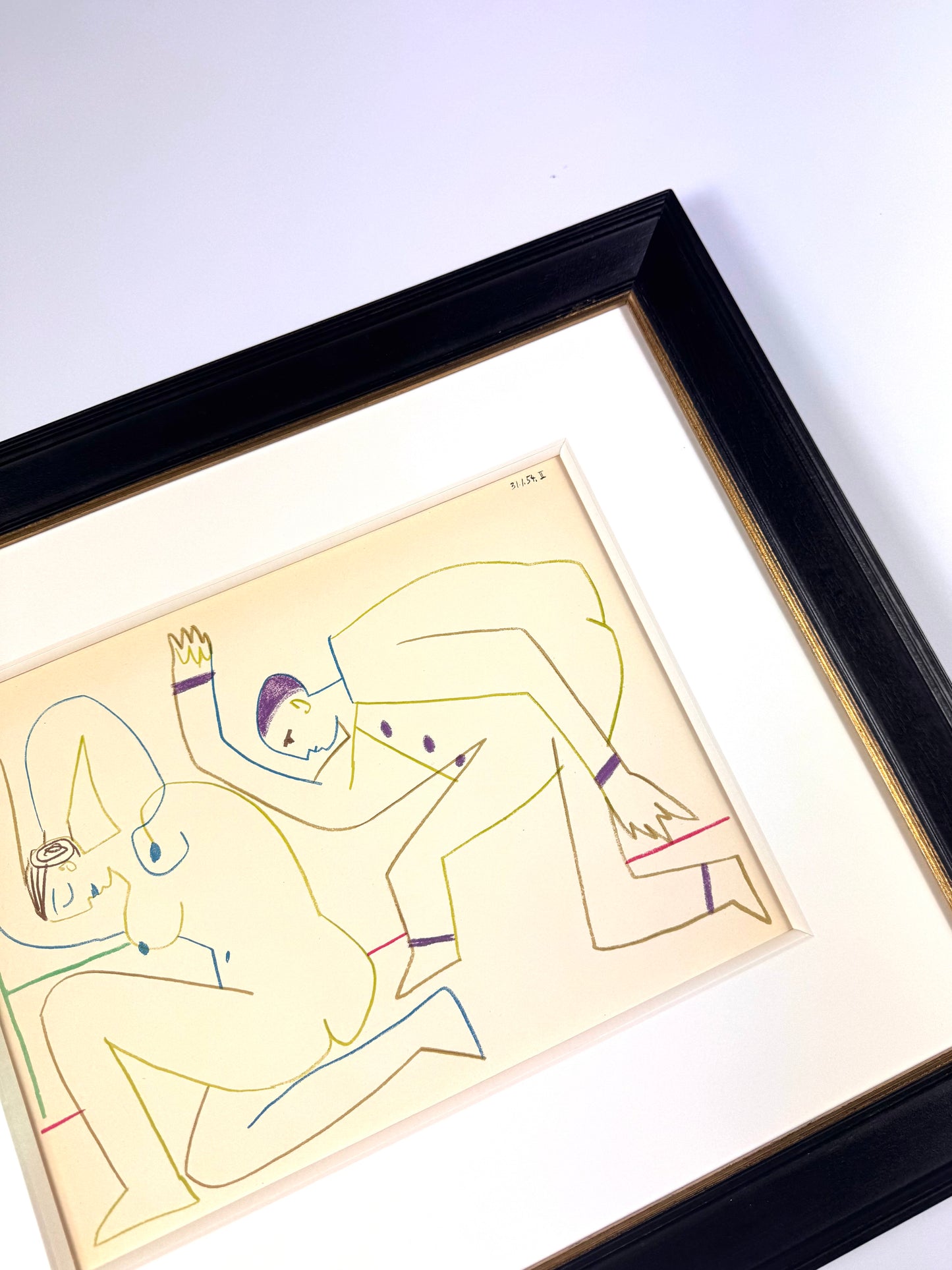 Framed Original Pablo Picasso Lithograph - La Comédie Humaine, 1954