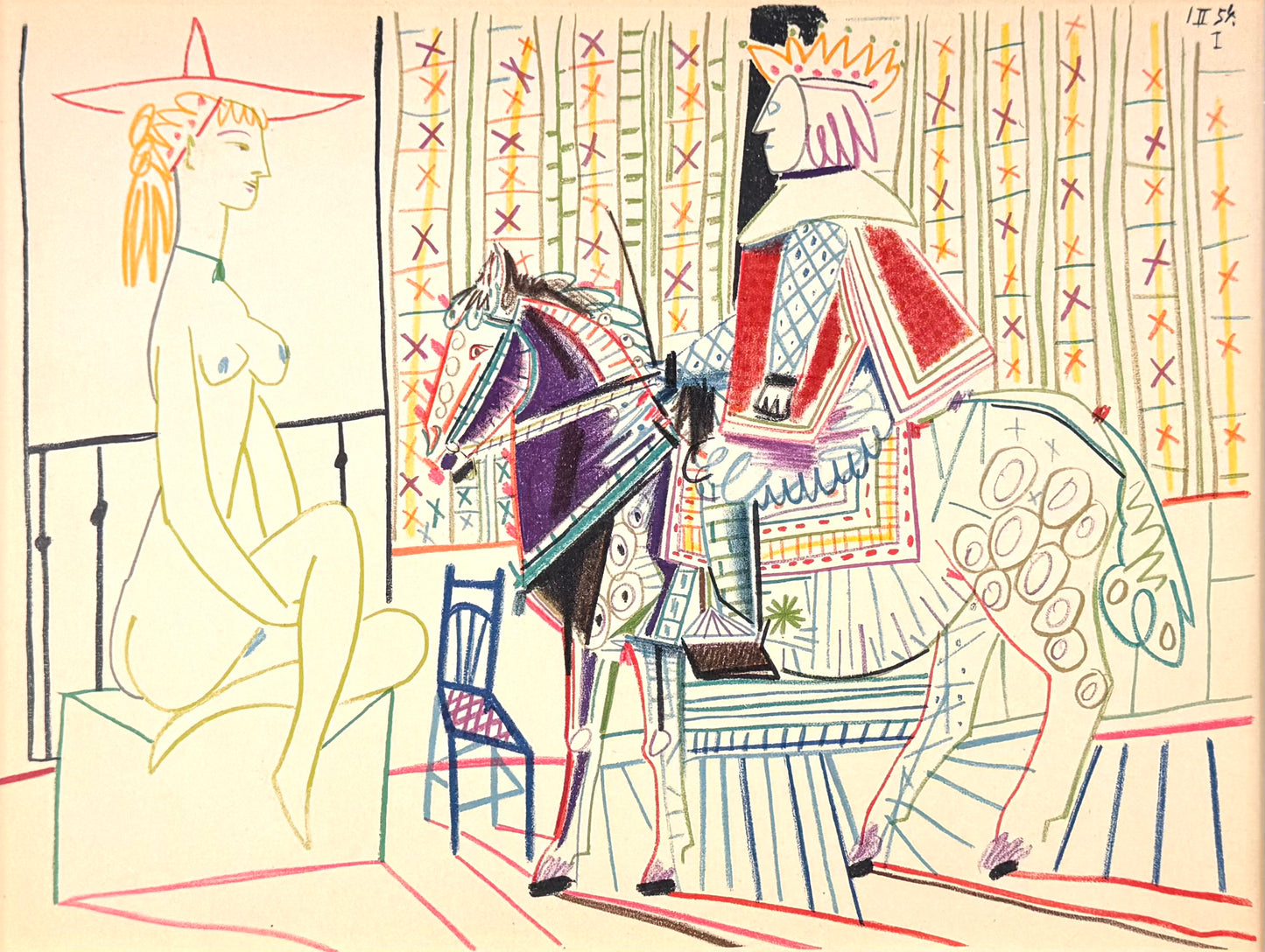 Framed Original Pablo Picasso Lithograph - La Comédie Humaine, 1954