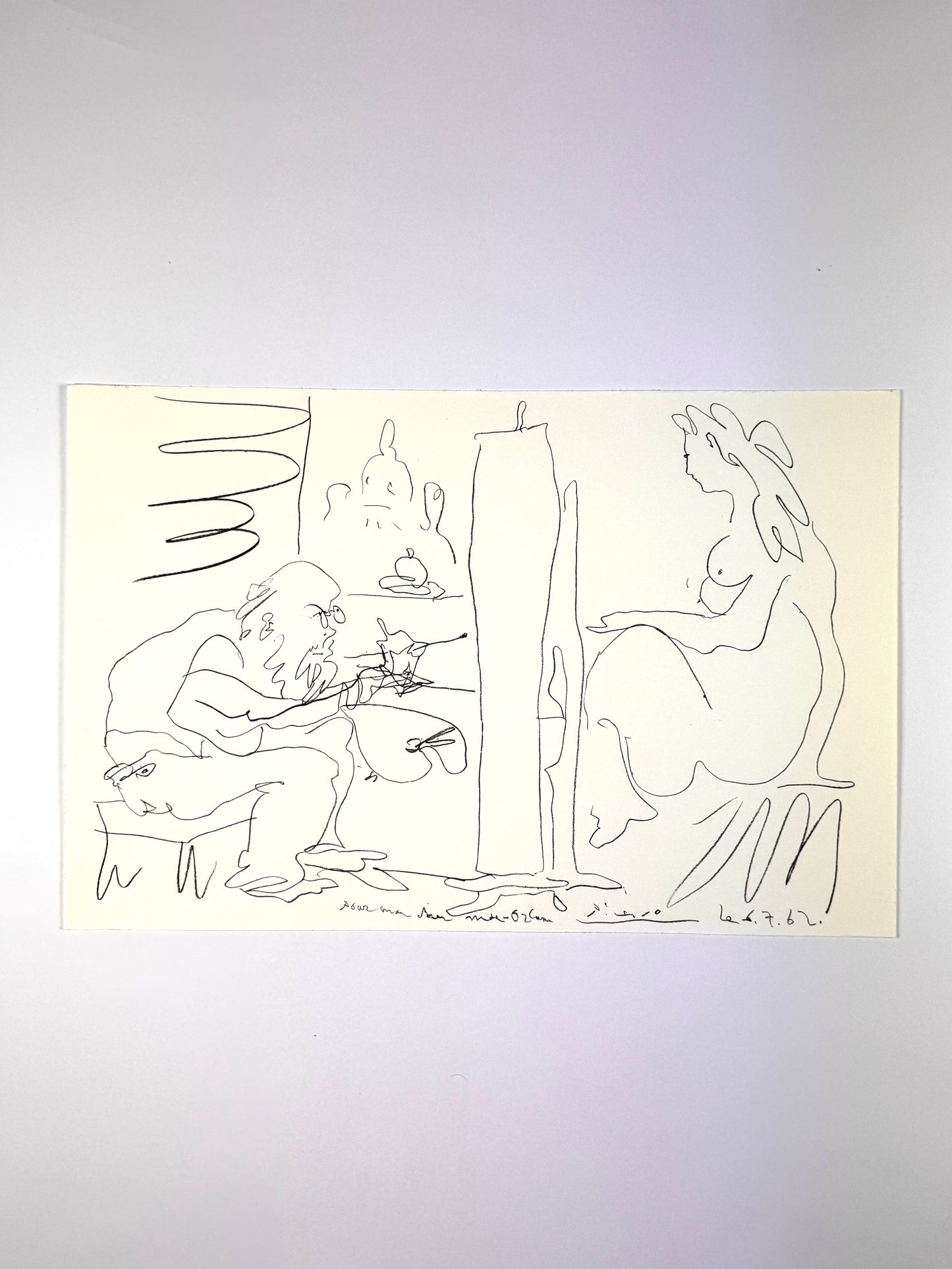 Framed Original Pablo Picasso Lithograph - Le peintre et son modèle, 1962