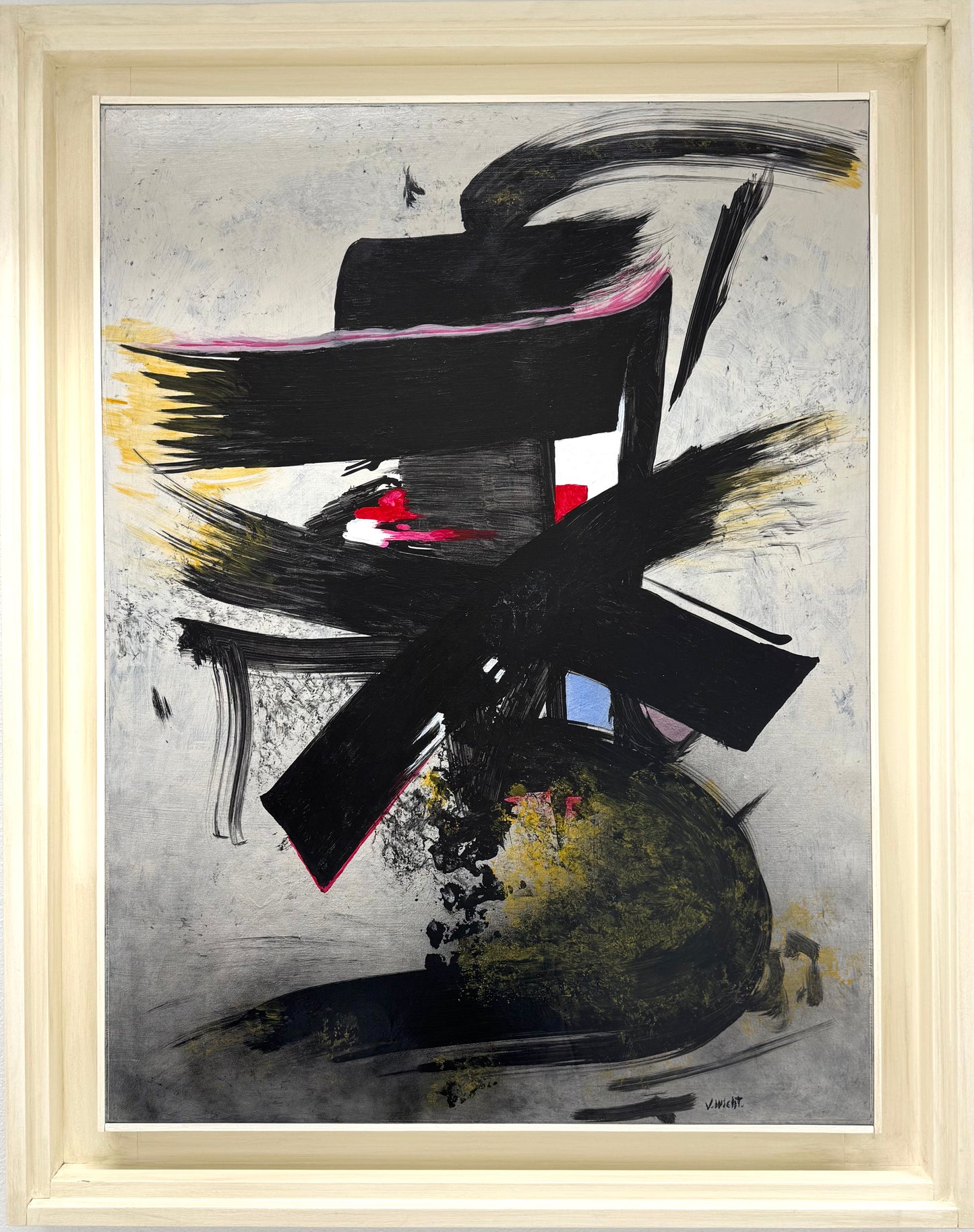 John von Wicht Painting - Composition Black, New York, 60s