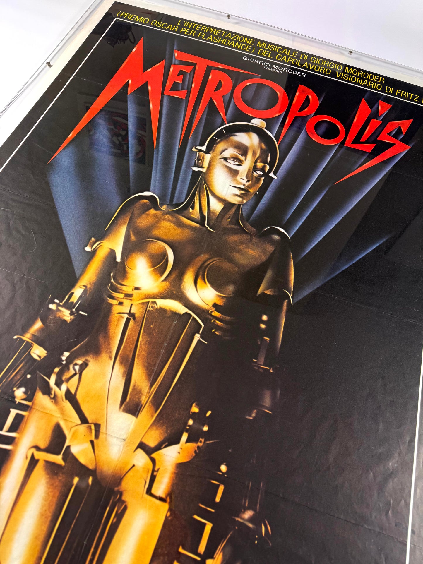 Framed Original Vintage Metropolis One Sheet Large Cinema Poster, 1984