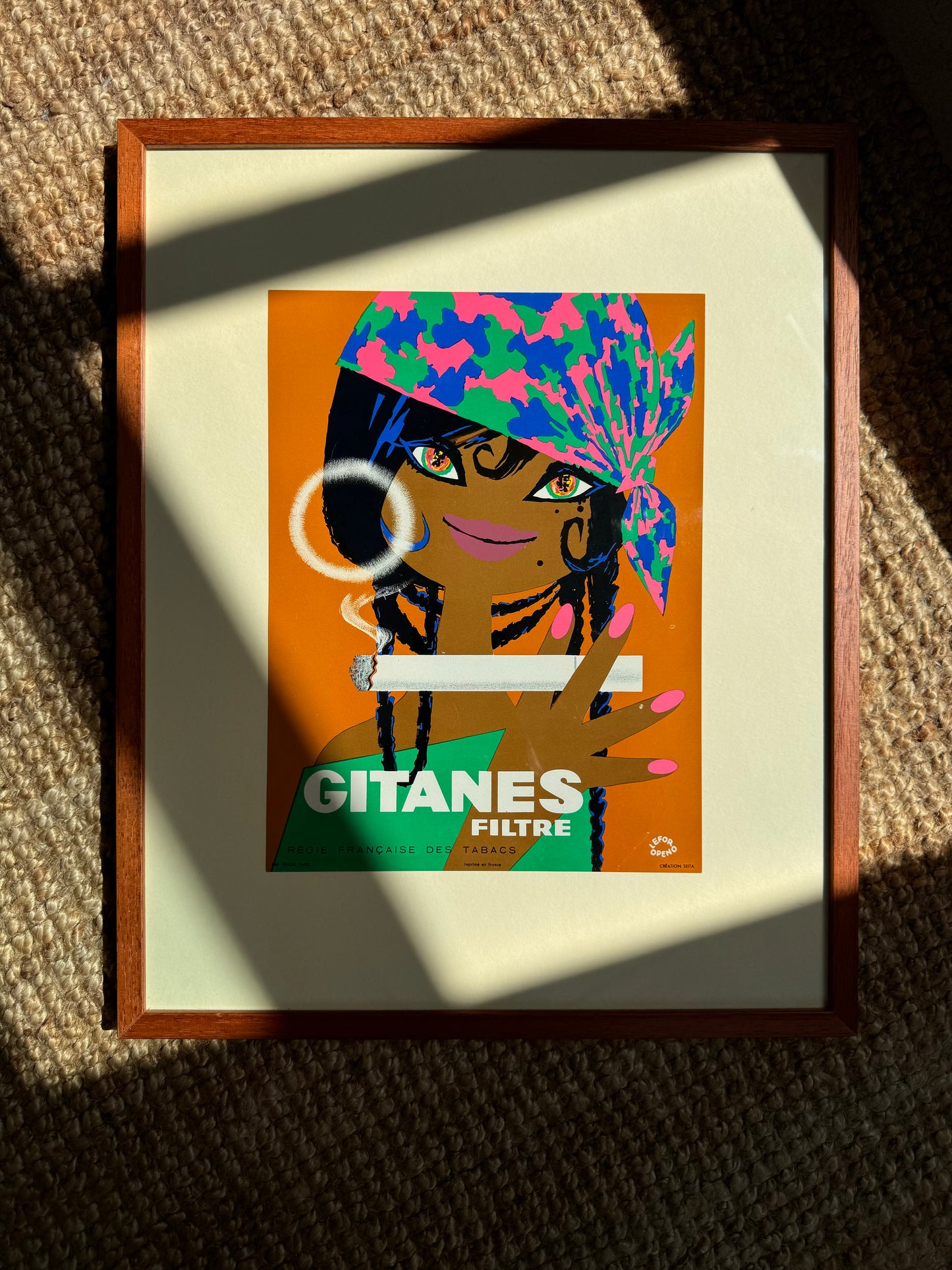 Framed Original Vintage Lefor Openo Poster - Gitanes, 1960