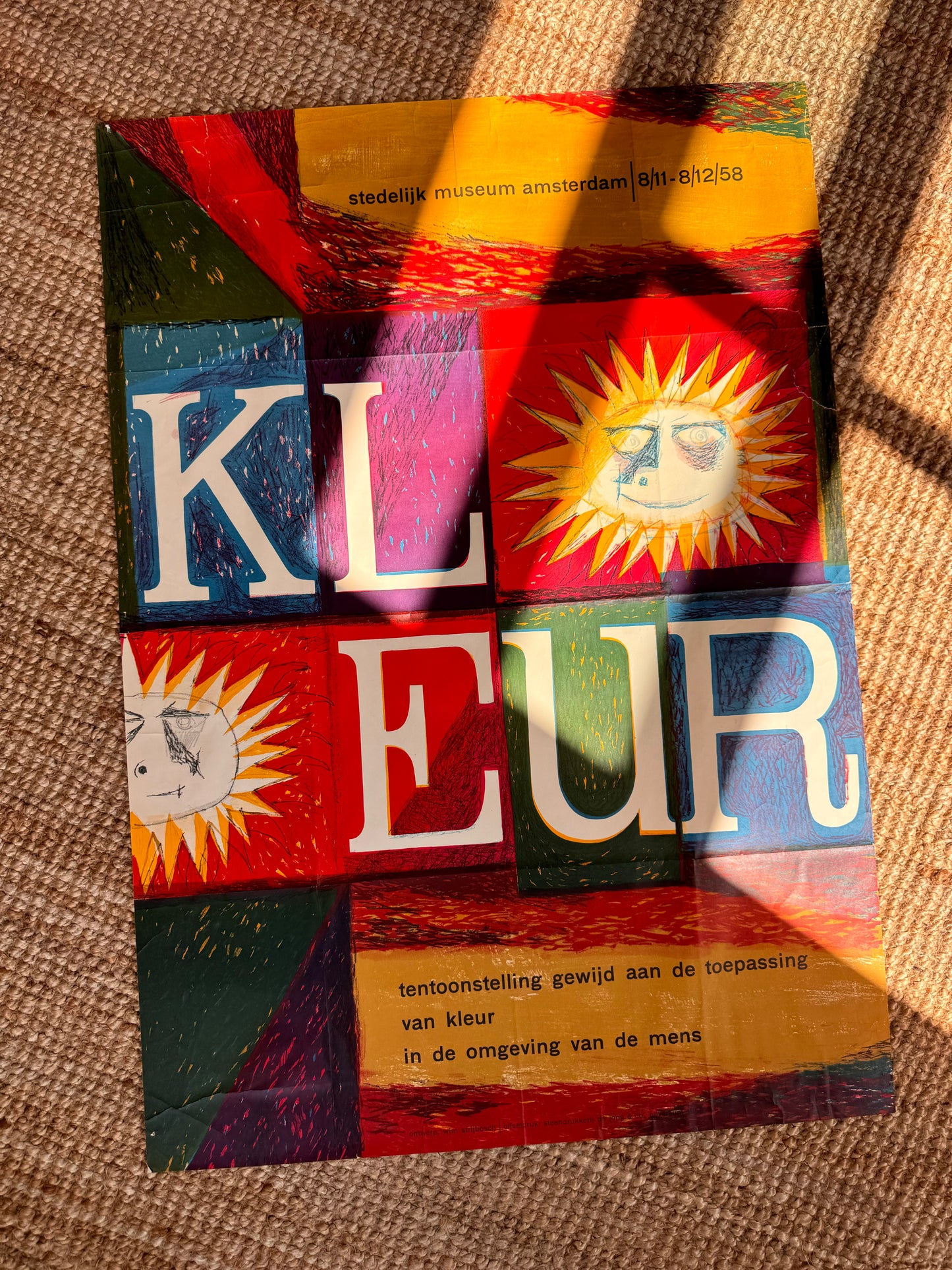 Original Vintage Wim Strijbosch Poster - Kleur, Stedelijk Museum - 1958