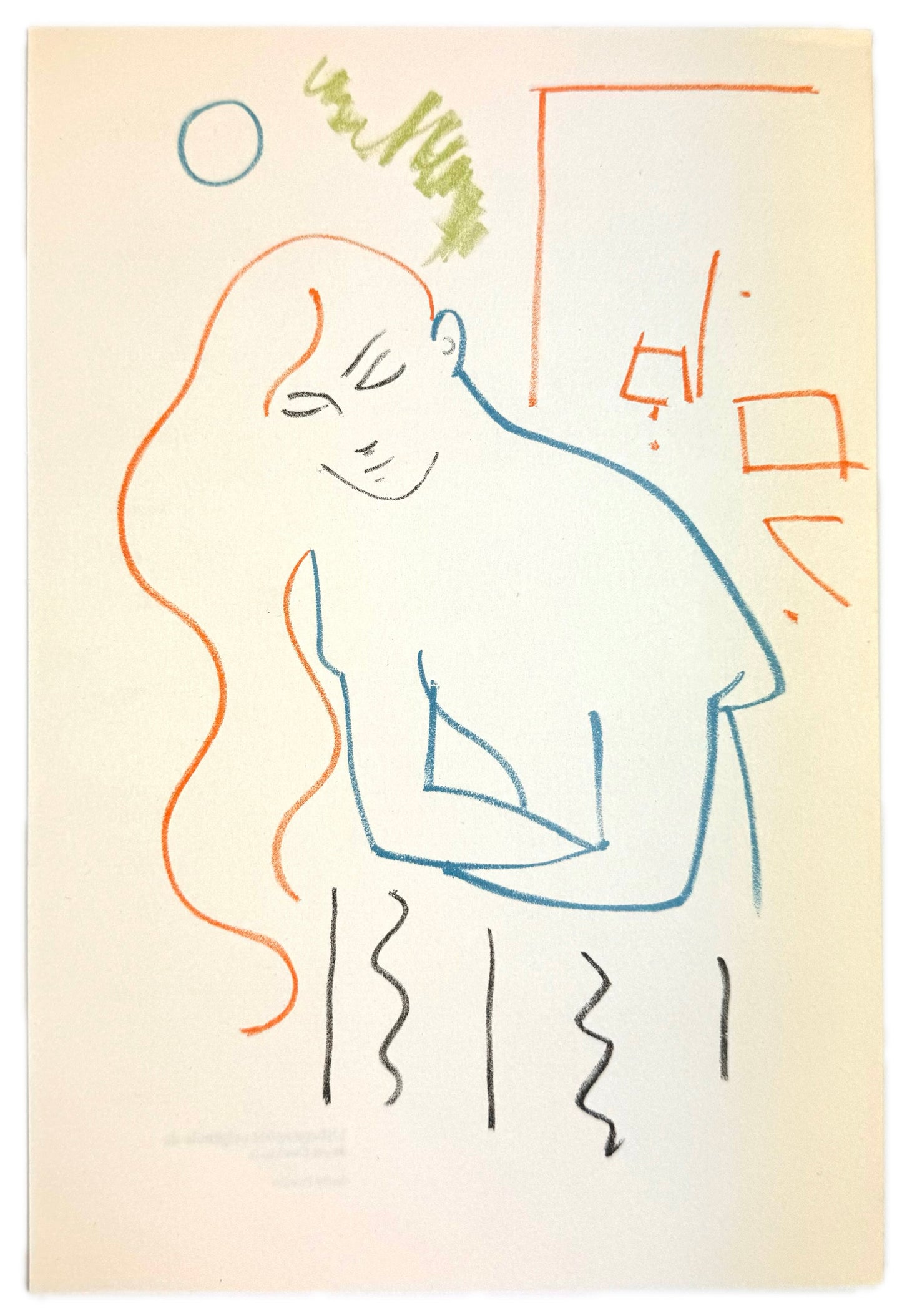 Framed Original Jean Cocteau Lithograph, 1957