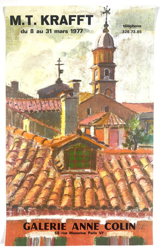 Original Vintage M.T. Krafft Exhibition Poster, 1977