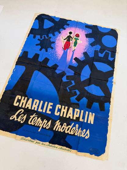 Original Vintage Charlie Chaplin Large Cinema Affiche, 1950s.