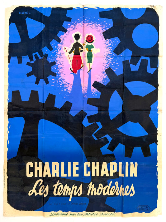 Original Vintage Charlie Chaplin Large Cinema Affiche, 1950s.