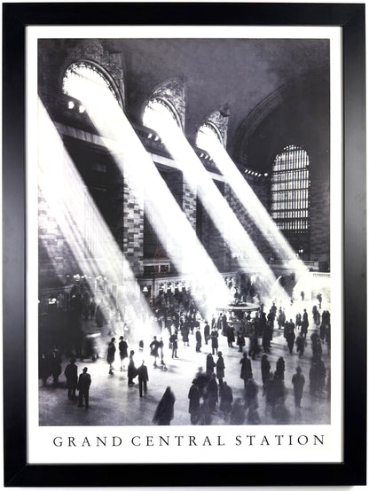 Framed Original Vintage Grand Central Station New York Poster 60s/70s, (after Hal Morey c. 1930s photograph)