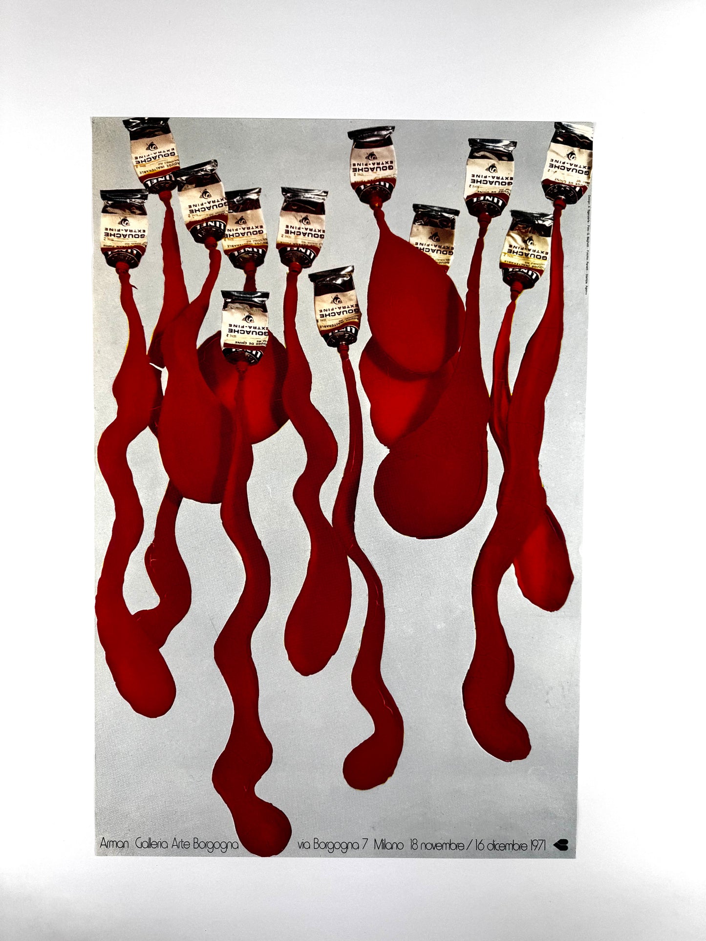 Original Vintage Arman Poster – Galeria Arte Borgogna, Milan (1971)
