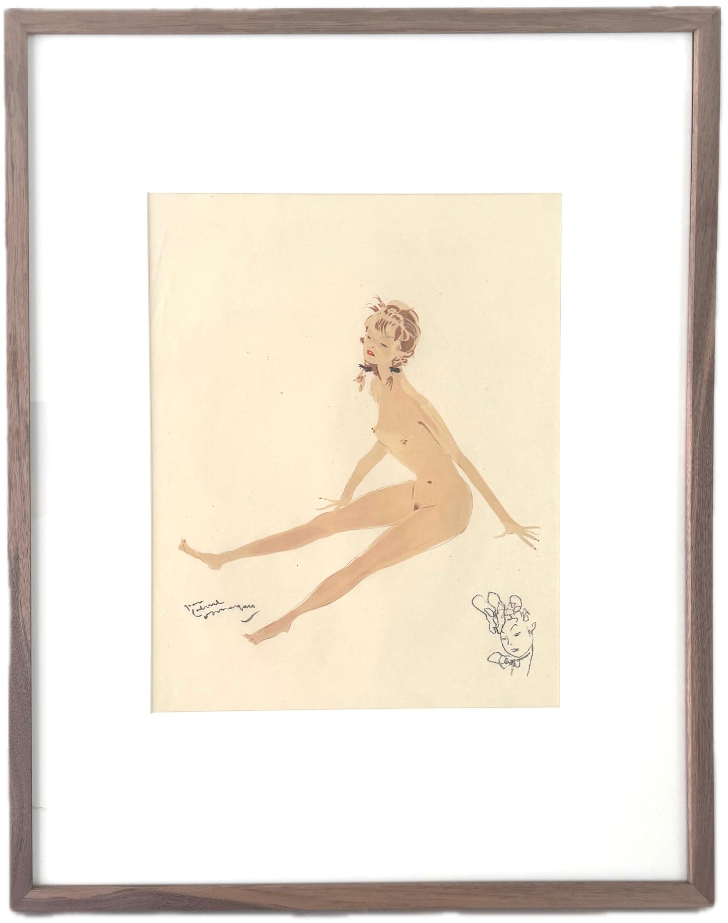 Framed Original Jean-Gabriel Domergue Lithograph, 1956