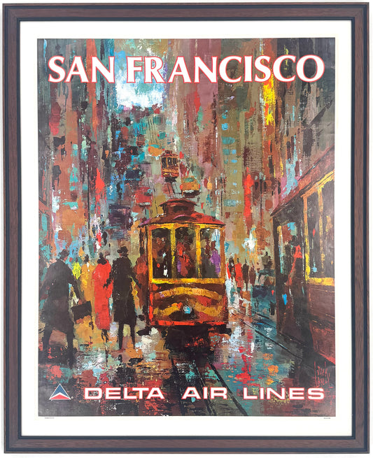 Original Vintage Delta Air Lines - San Francisco Poster, 1970