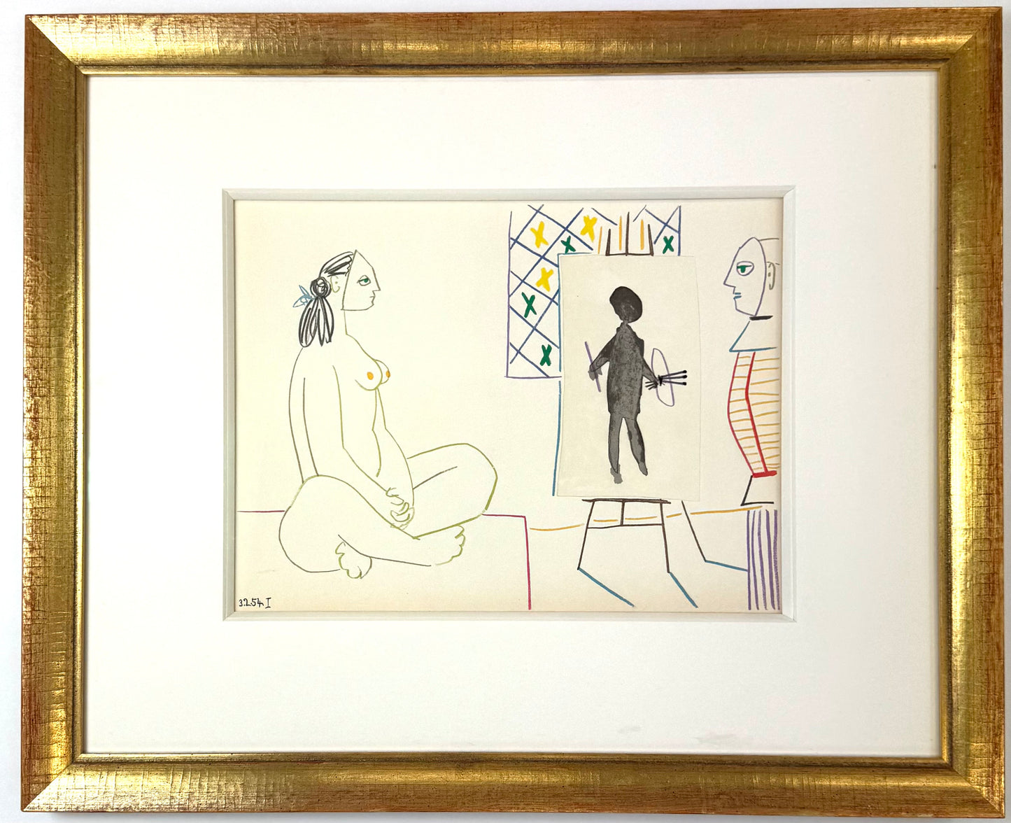 Framed Original Pablo Picasso Lithograph - La Comédie Humaine, 1954