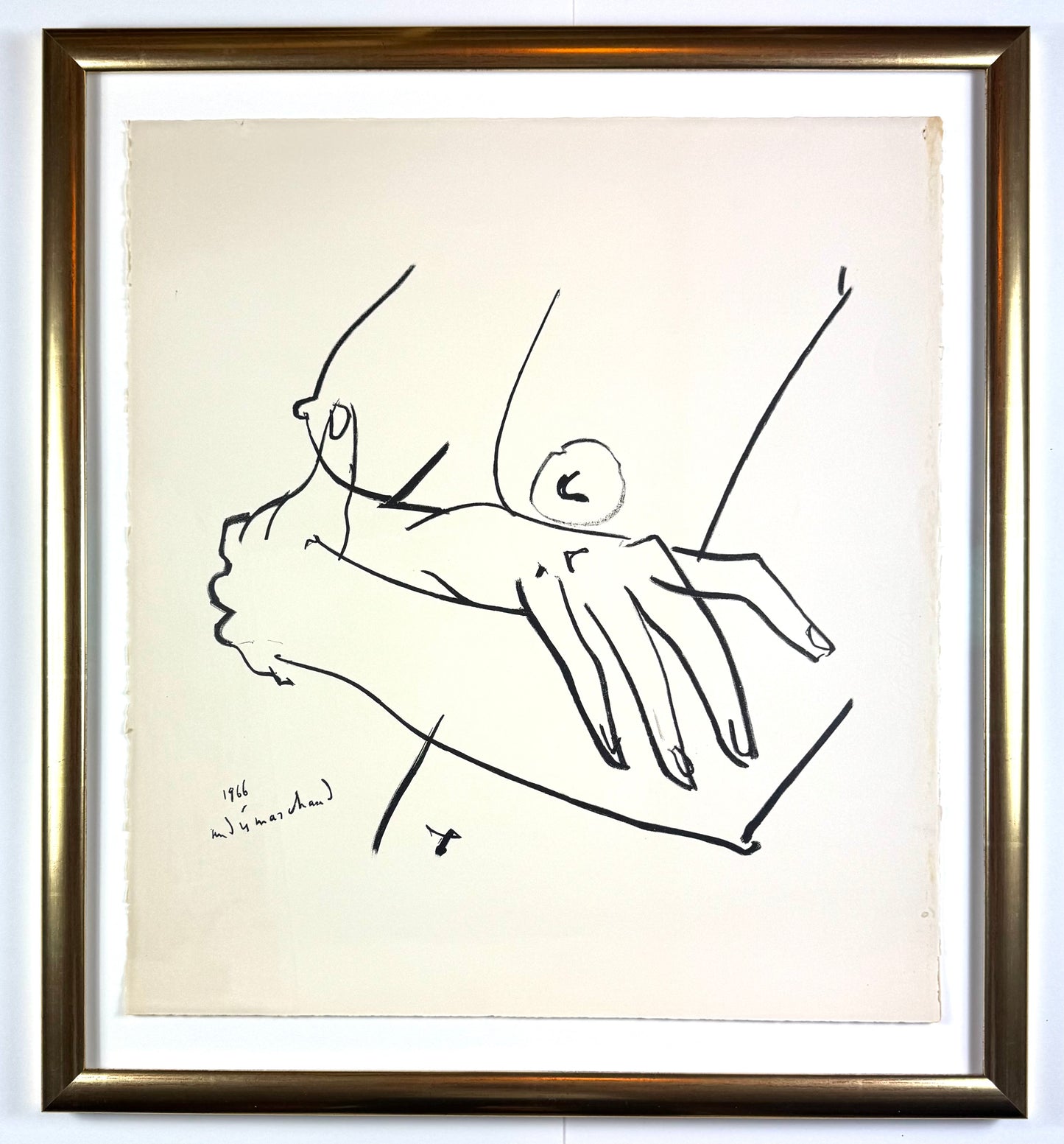 Framed Original André Marchand Lithograph - Femme Nue aux Bras Croisées - 1966