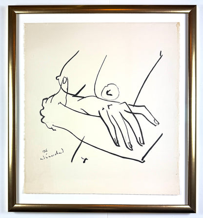 Framed Original André Marchand Lithograph - Femme Nue aux Bras Croisées - 1966