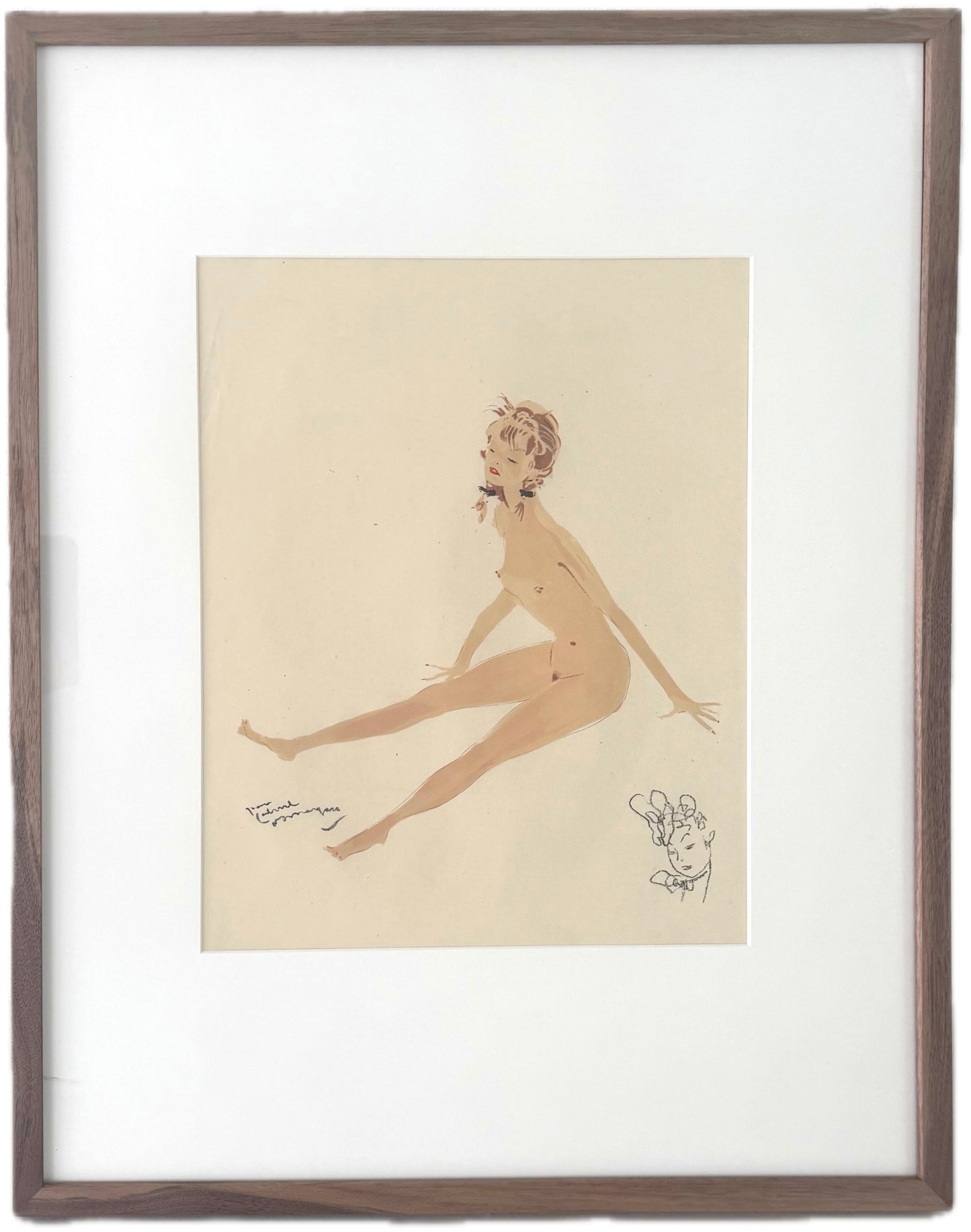 Framed Original Jean-Gabriel Domergue Lithograph, 1956