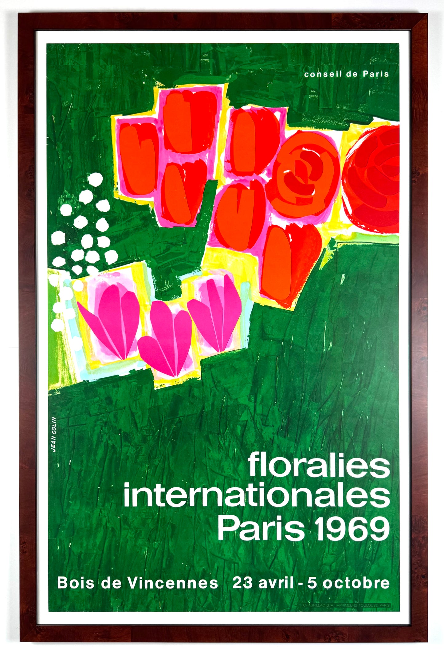 Framed Original Vintage Jean Colin Affiche - Floralies internationales Paris - 1969
