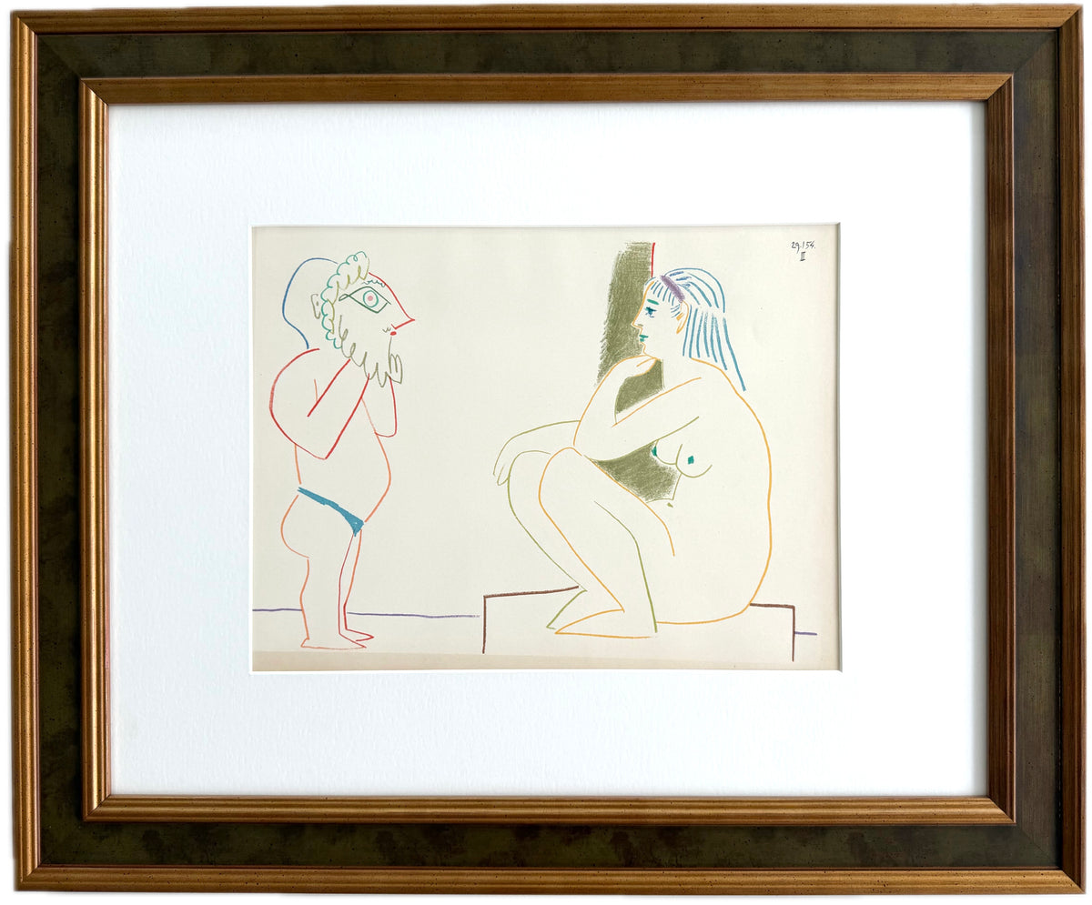 Framed Original Pablo Picasso Lithograph - La Comédie Humaine, 1954