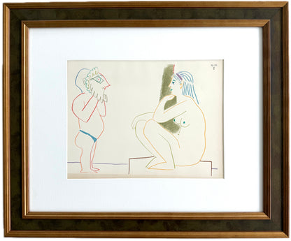 Framed Original Pablo Picasso Lithograph - La Comédie Humaine, 1954