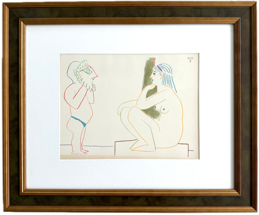 Framed Original Pablo Picasso Lithograph - La Comédie Humaine, 1954