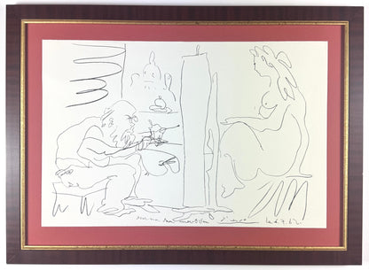 Framed Original Pablo Picasso Lithograph - Le peintre et son modèle, 1962