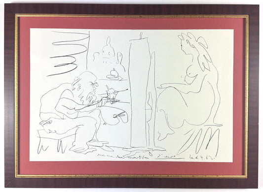 Framed Original Pablo Picasso Lithograph - Le peintre et son modèle, 1962