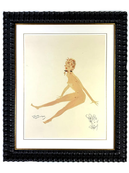 Framed Original Jean-Gabriel Domergue Lithograph, 1956