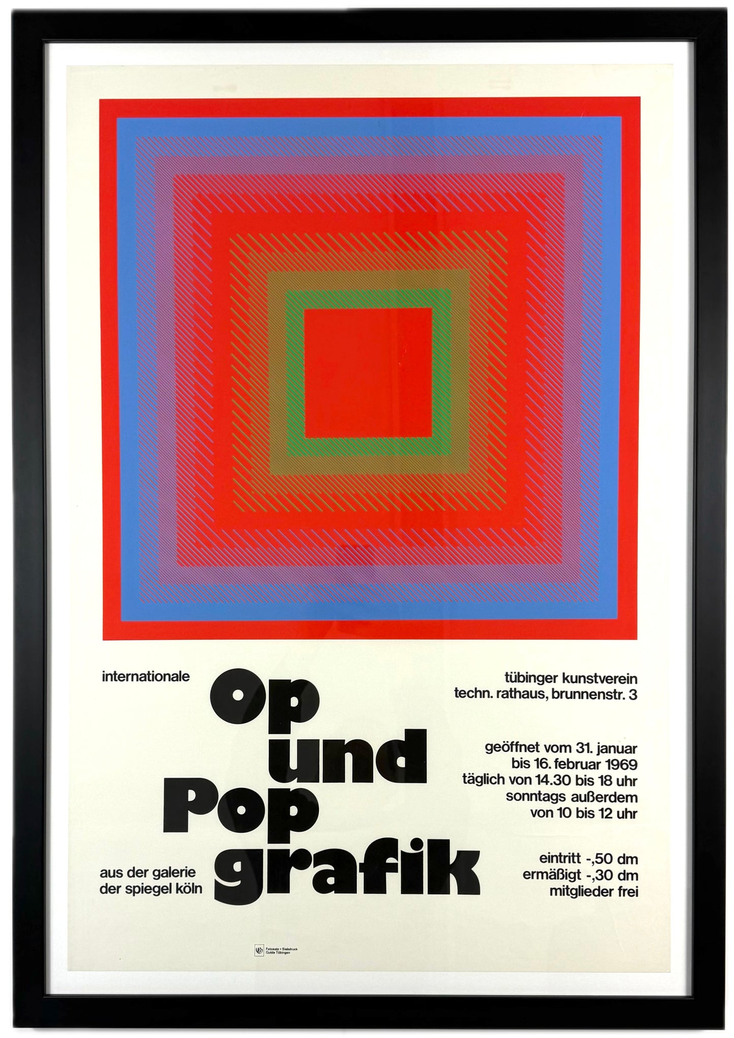Framed Original Vintage Anuszkiewicz Silkscreen - On und Pop Grafik - Art Exhibition Poster, 1969
