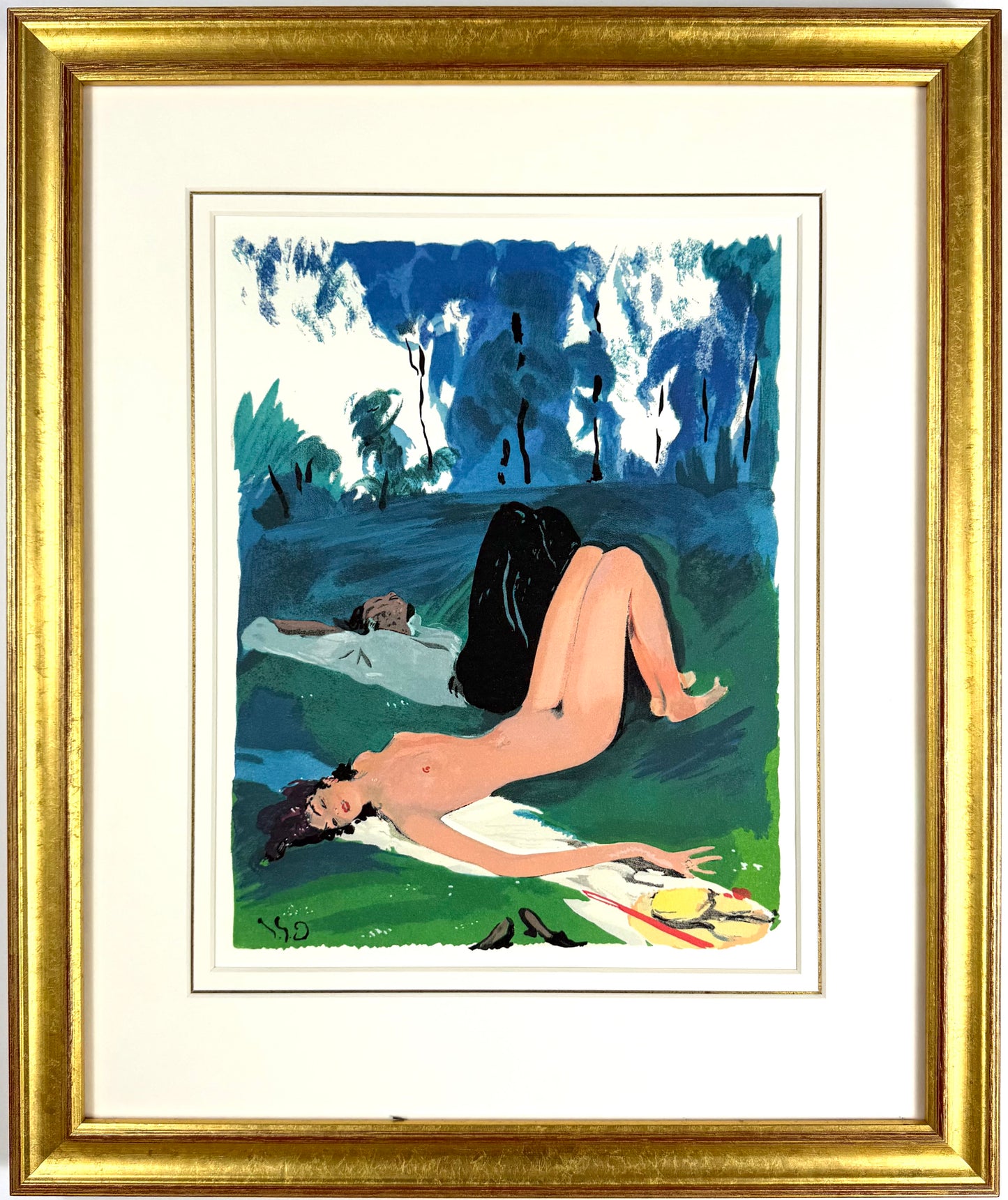 Framed Original Jean-Gabriel Domergue Lithograph - 1960