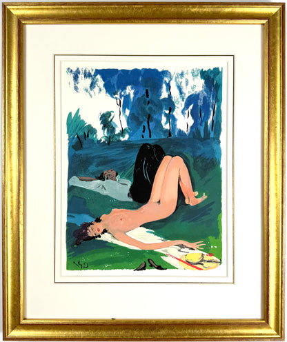 Framed Original Jean-Gabriel Domergue Lithograph - 1960