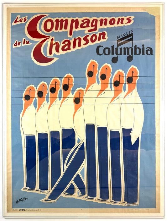 Large Original Vintage ‘Les Compagnons de la Chanson’ by Charles Kieffer, 1950