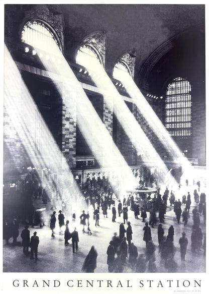 Framed Original Vintage Grand Central Station New York Poster 60s/70s, (after Hal Morey c. 1930s photograph)