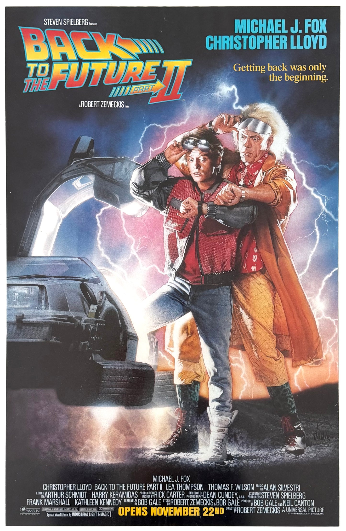 Framed Original Vintage Back to the Future Part II Movie Poster, 1989