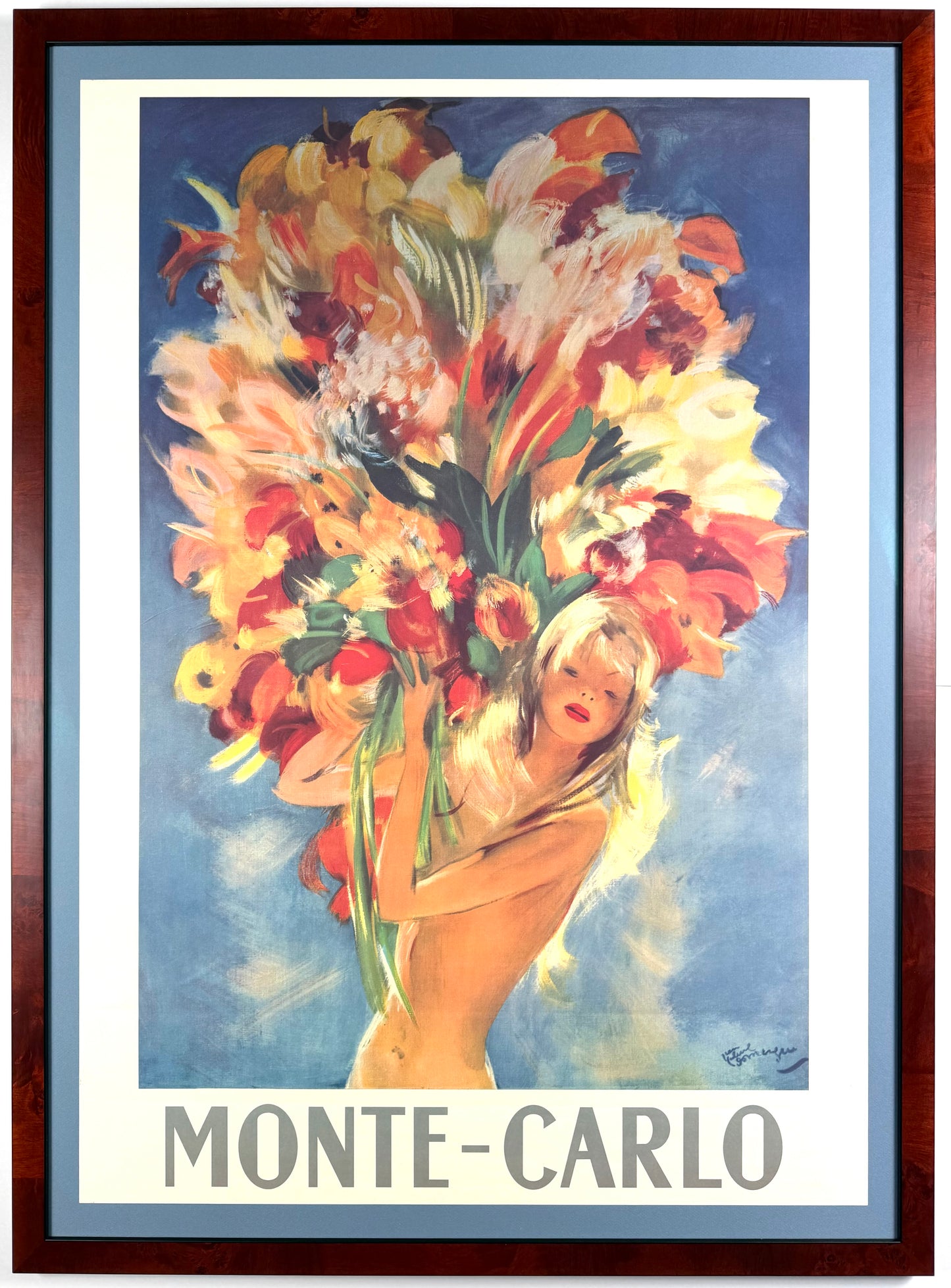 Vintage Jean Gabriel Domergue Monte Carlo Poster / Affiche, 1970