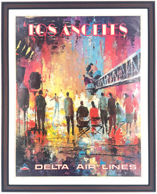Original Vintage Delta Air Lines - Los Angeles Poster, 1970