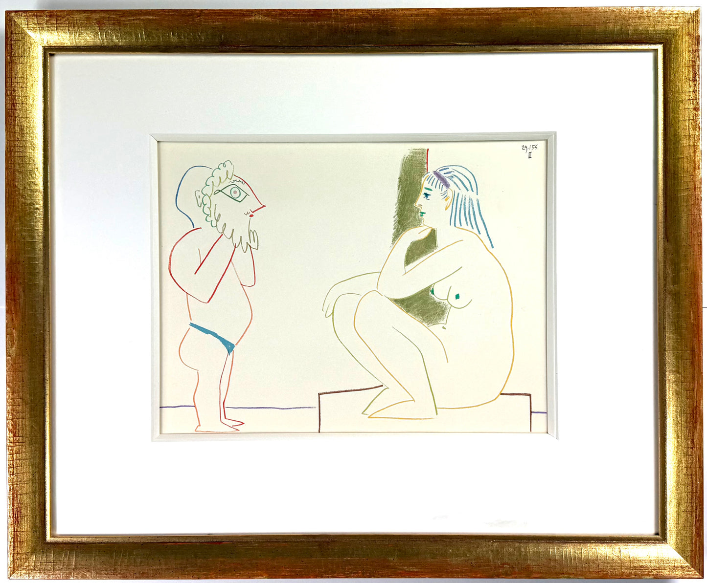 Framed Original Pablo Picasso Lithograph - La Comédie Humaine, 1954