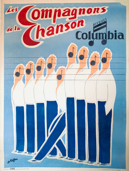 Original ‘Les Compagnons de la Chanson’ by Charles Kieffer - 1950 (XXL)