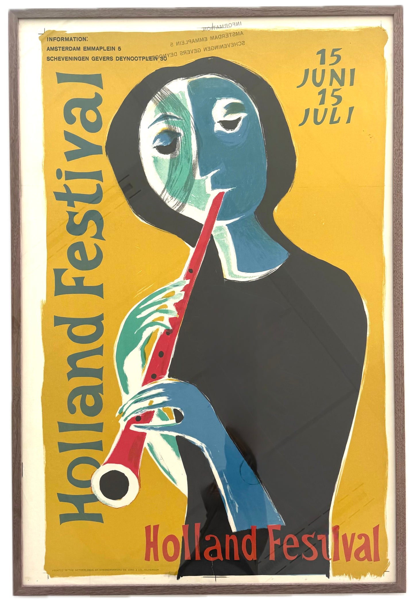 Framed Original Dick Dick Elffers Affiche - Holland Festival, 1954