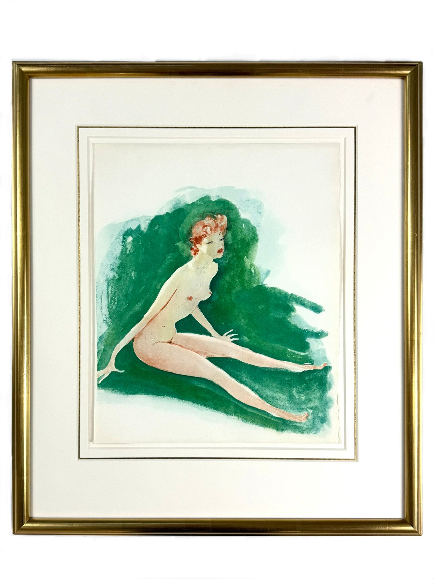 Framed Original Jean-Gabriel Domergue Gravure, 1951