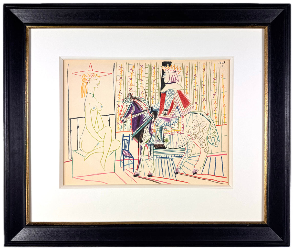 Framed Original Pablo Picasso Lithograph - La Comédie Humaine, 1954