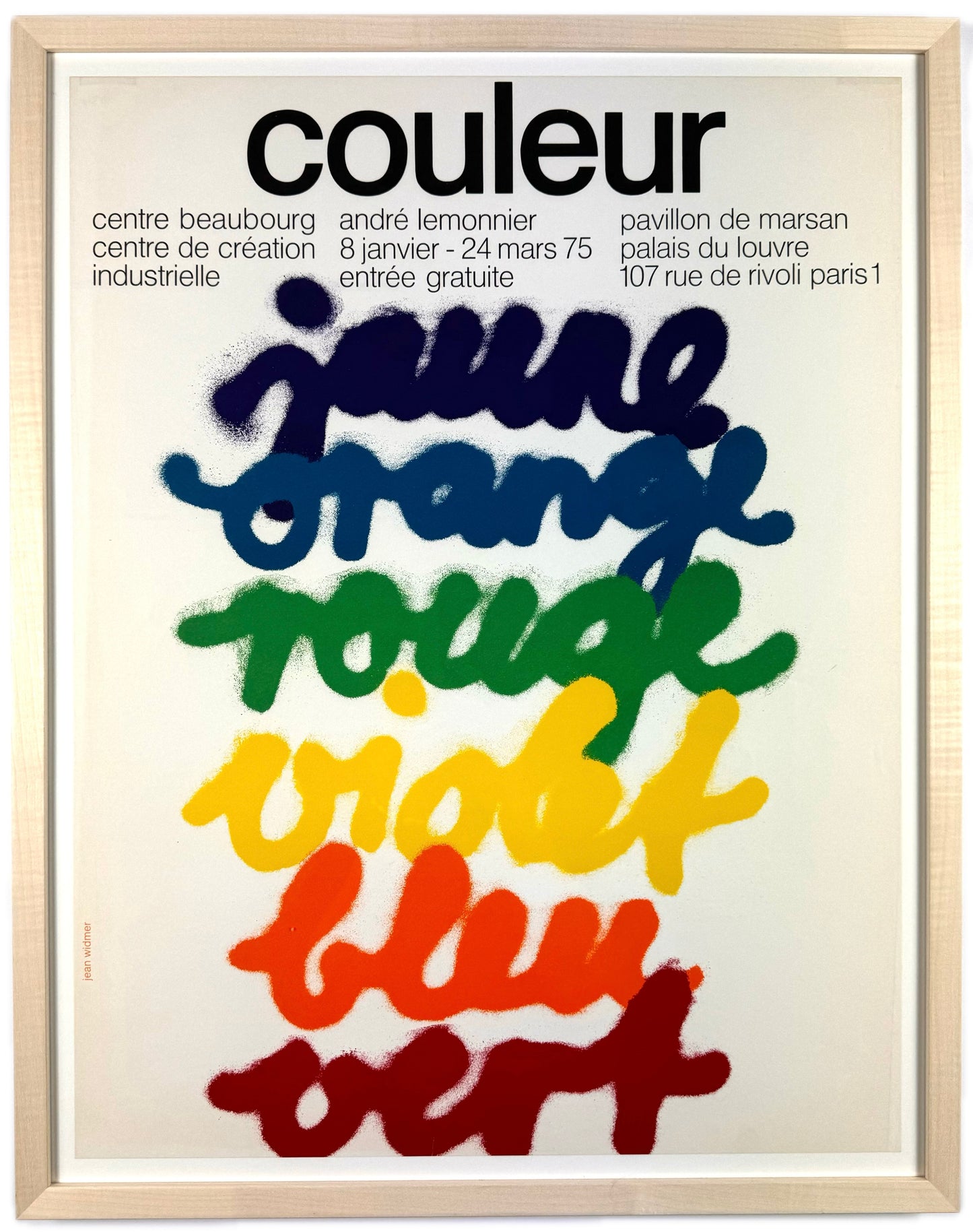 Framed Original Jean Widmer Screen Print - Couleur - 1975
